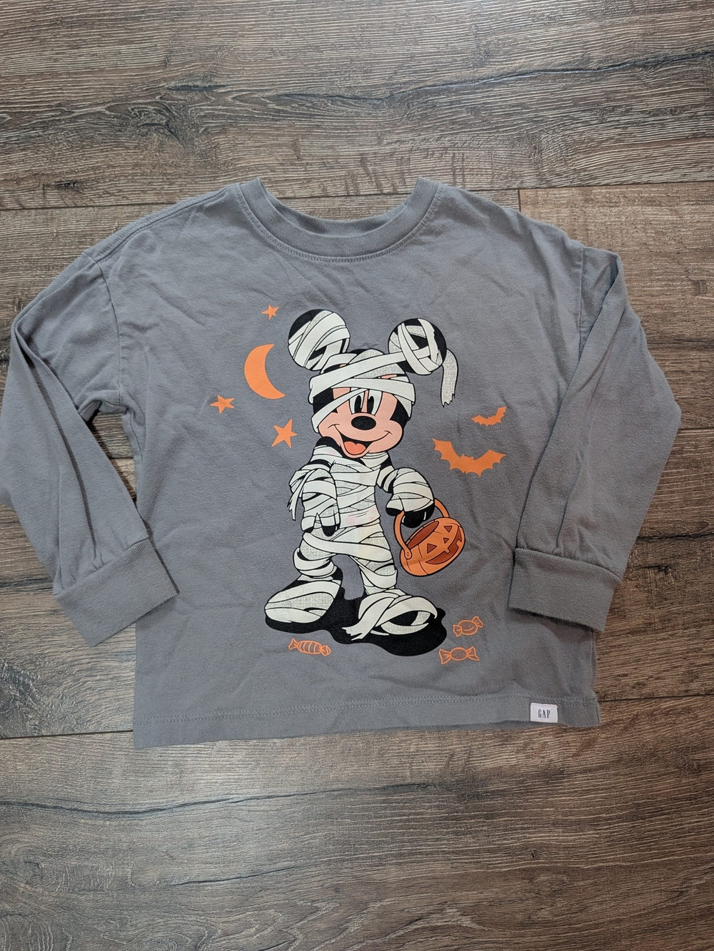 Gap Mickey Mouse 4T Halloween Disney Long Sleeve Grey Boys Top 100% Cotton